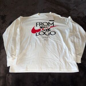 Nike White Long Sleeve Tee with Logo